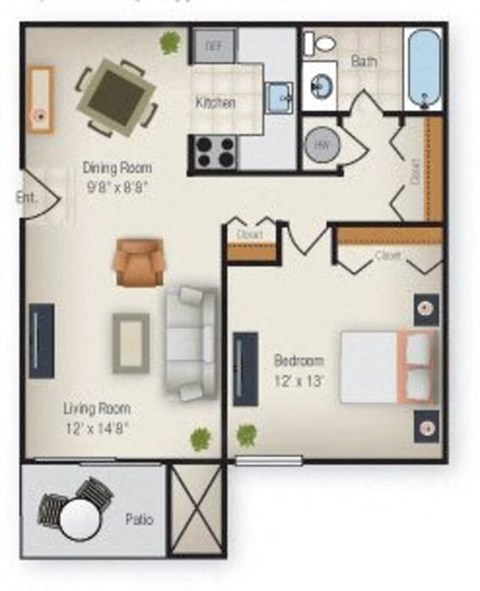 Smallwood 1 bedroom floor plan